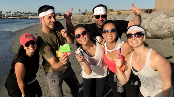 colleagues doing a wild goose chase team building activity